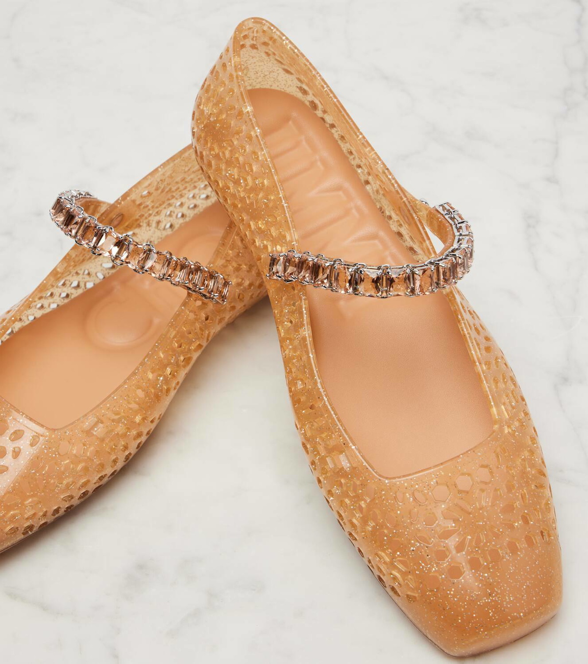 Jimmy Choo Jelly crystal-embellished ballet flats