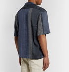 Barena - Camp-Collar Patchwork Striped Linen and Cotton-Blend Shirt - Blue