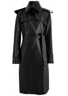 Norma Kamali Belted Faux Leather Trench Coat Black