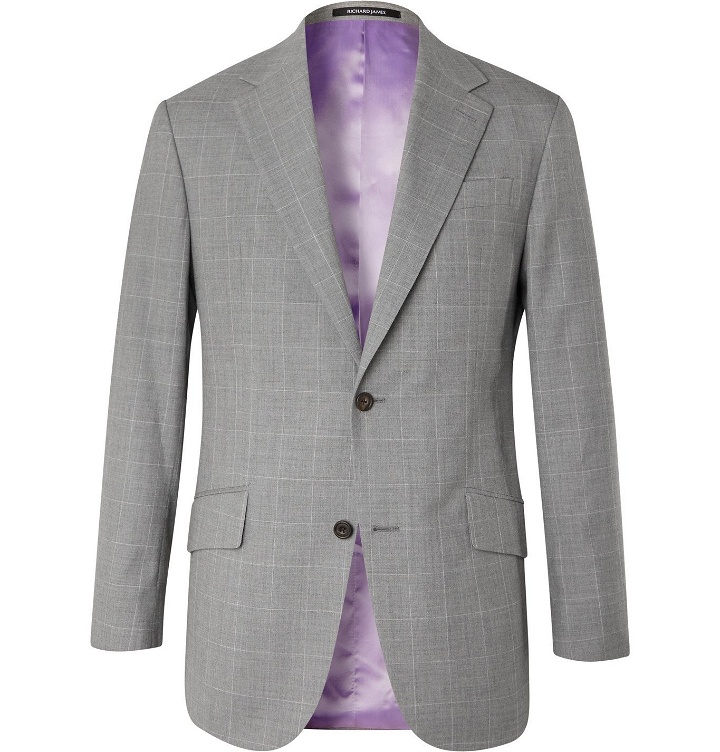 Photo: RICHARD JAMES - Checked Wool Suit Jacket - Gray