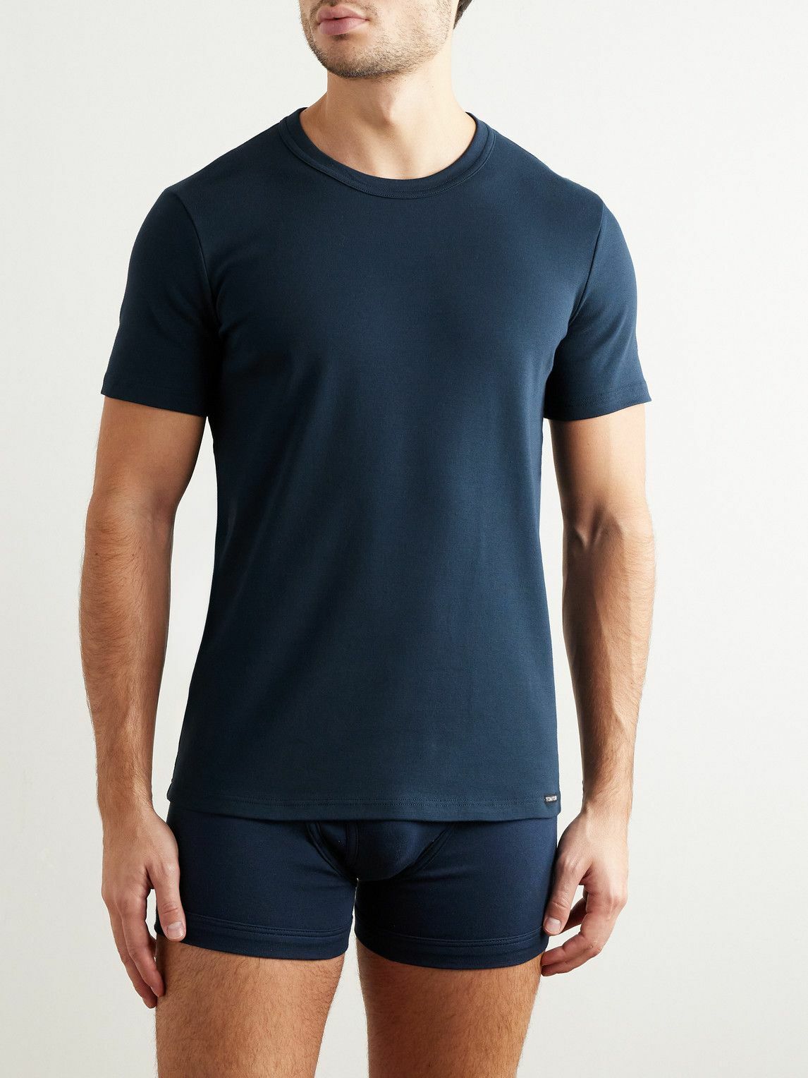 TOM FORD - Slim-Fit Stretch-Cotton Jersey T-Shirt - Blue TOM