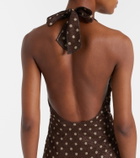 Oséree Lumière polka-dot halterneck maxi dress