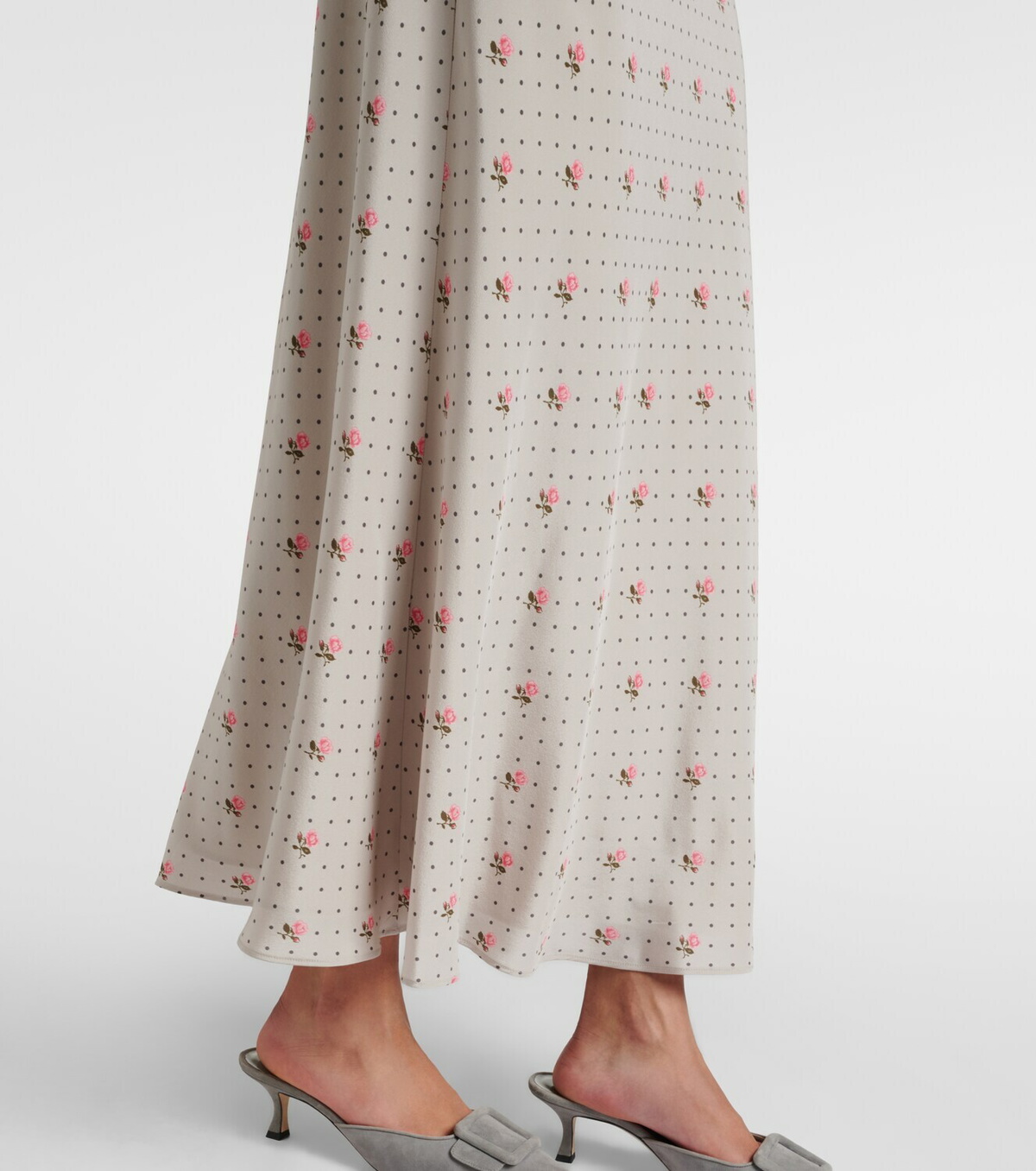 Alessandra Rich Floral polka-dot silk maxi dress