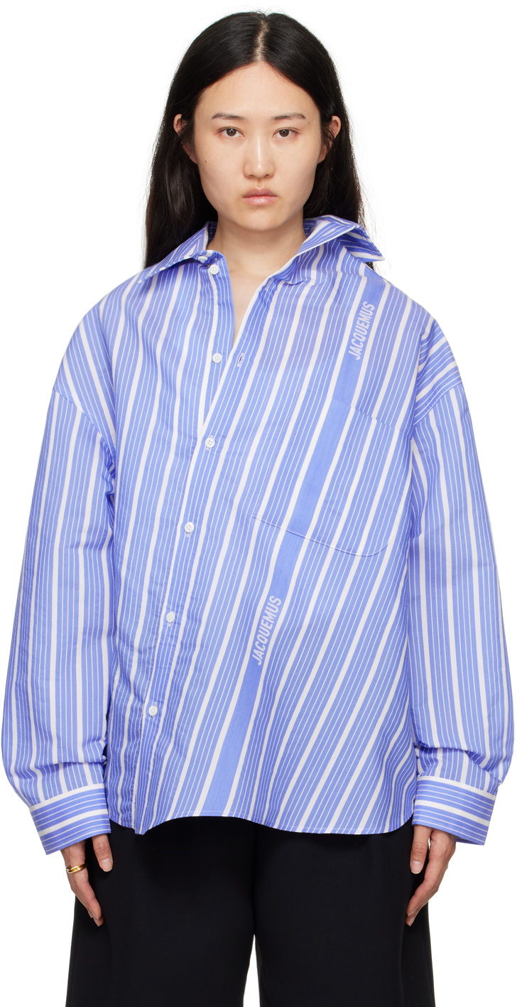 JACQUEMUS Blue Les Sculptures 'La chemise Cuadro' Shirt
