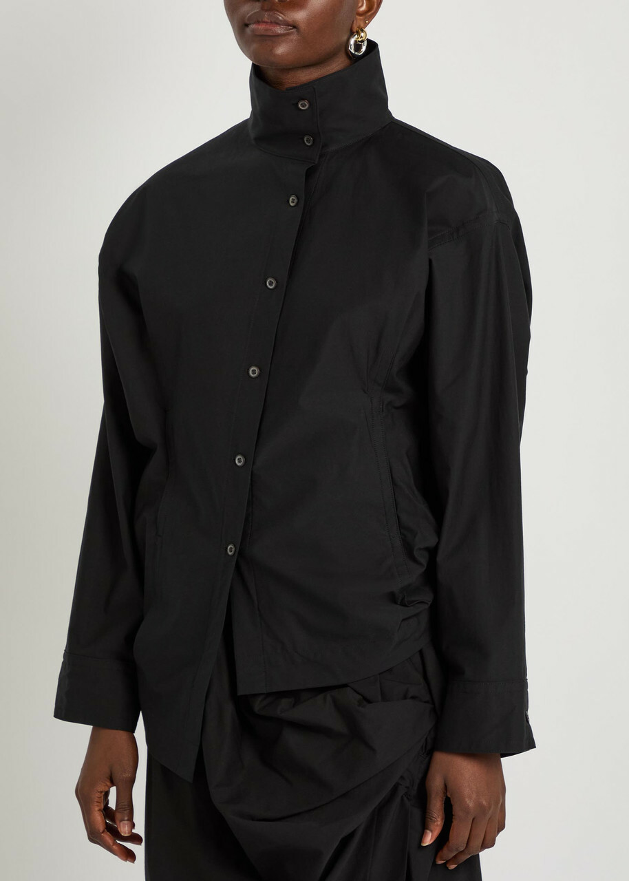 Issey Miyake Twisted Draped Cotton-blend Shirt Black