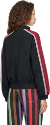 Versace Black Embroidered-Logo Nylon Blouson Jacket