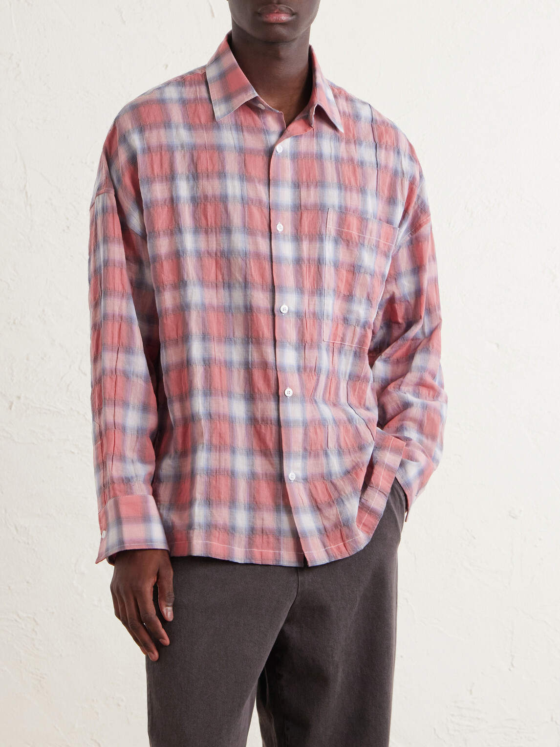 NAHMIAS - Checked Cotton-Blend Shirt - Red