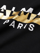 Balmain - Logo-Print Cotton-Jersey Hoodie - Black