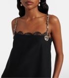 Valentino Crepe Couture embellished lace-trimmed minidress