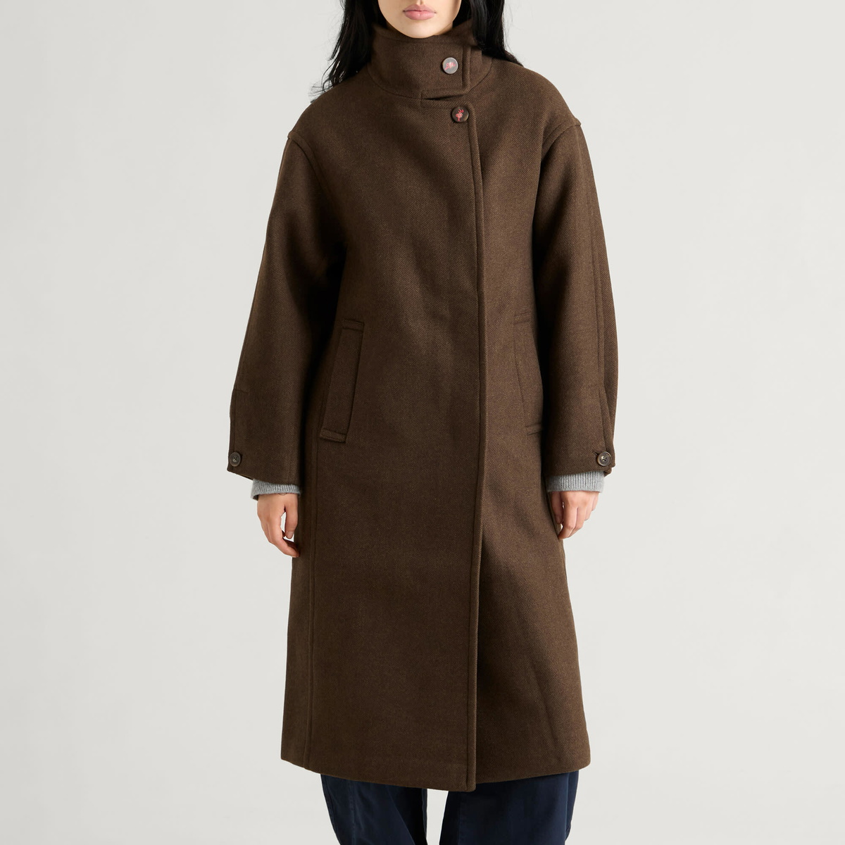 Damson Madder Women's Agnes Wool Coat in Choc