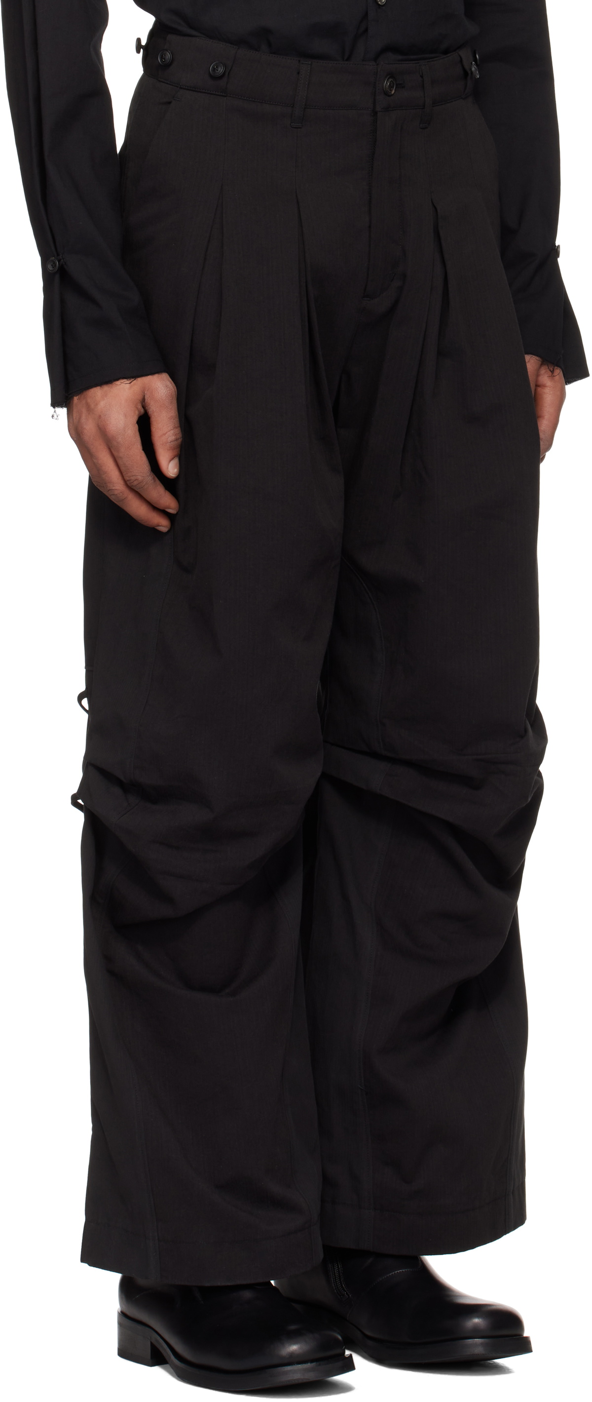 Professor.E Black Parachute Worker Trousers