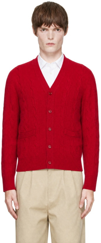 Photo: AMI Paris Red Cable Wool Cardigan