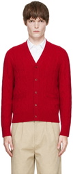 AMI Paris Red Cable Wool Cardigan