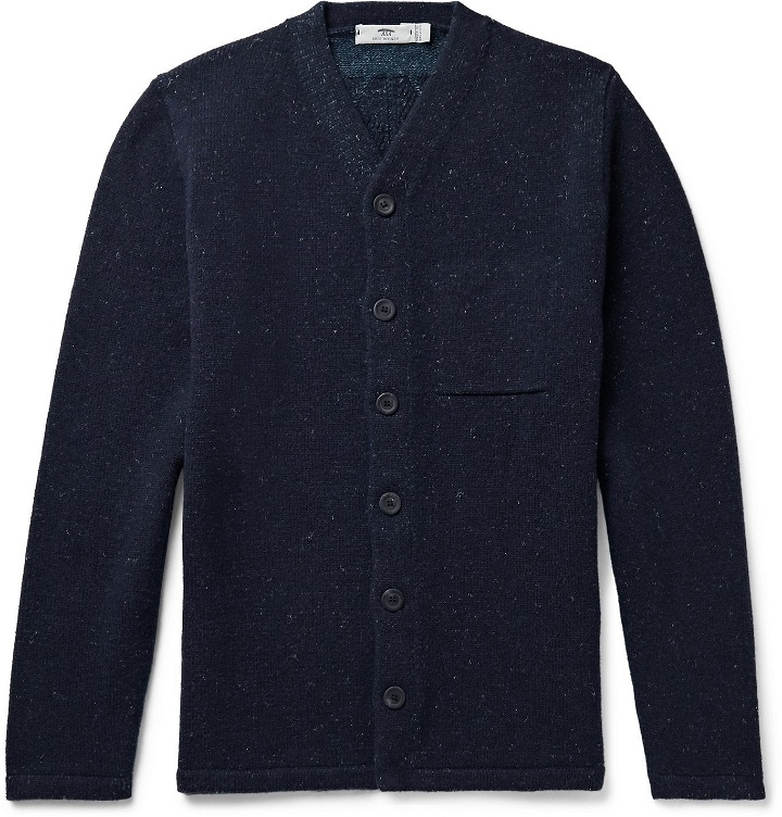 Photo: Inis Meáin - Donegal Merino Wool and Linen-Blend Cardigan - Blue