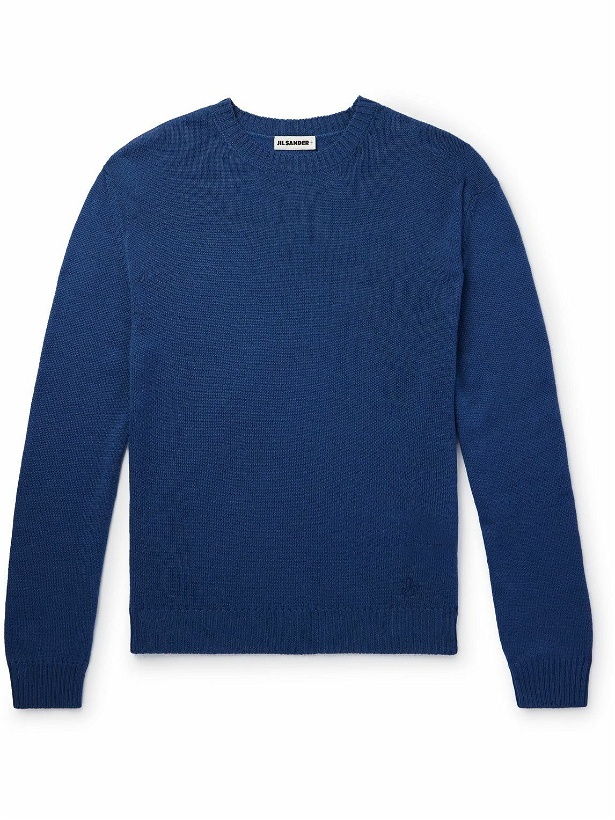 Photo: Jil Sander - Logo-Embroidered Wool Sweater - Blue