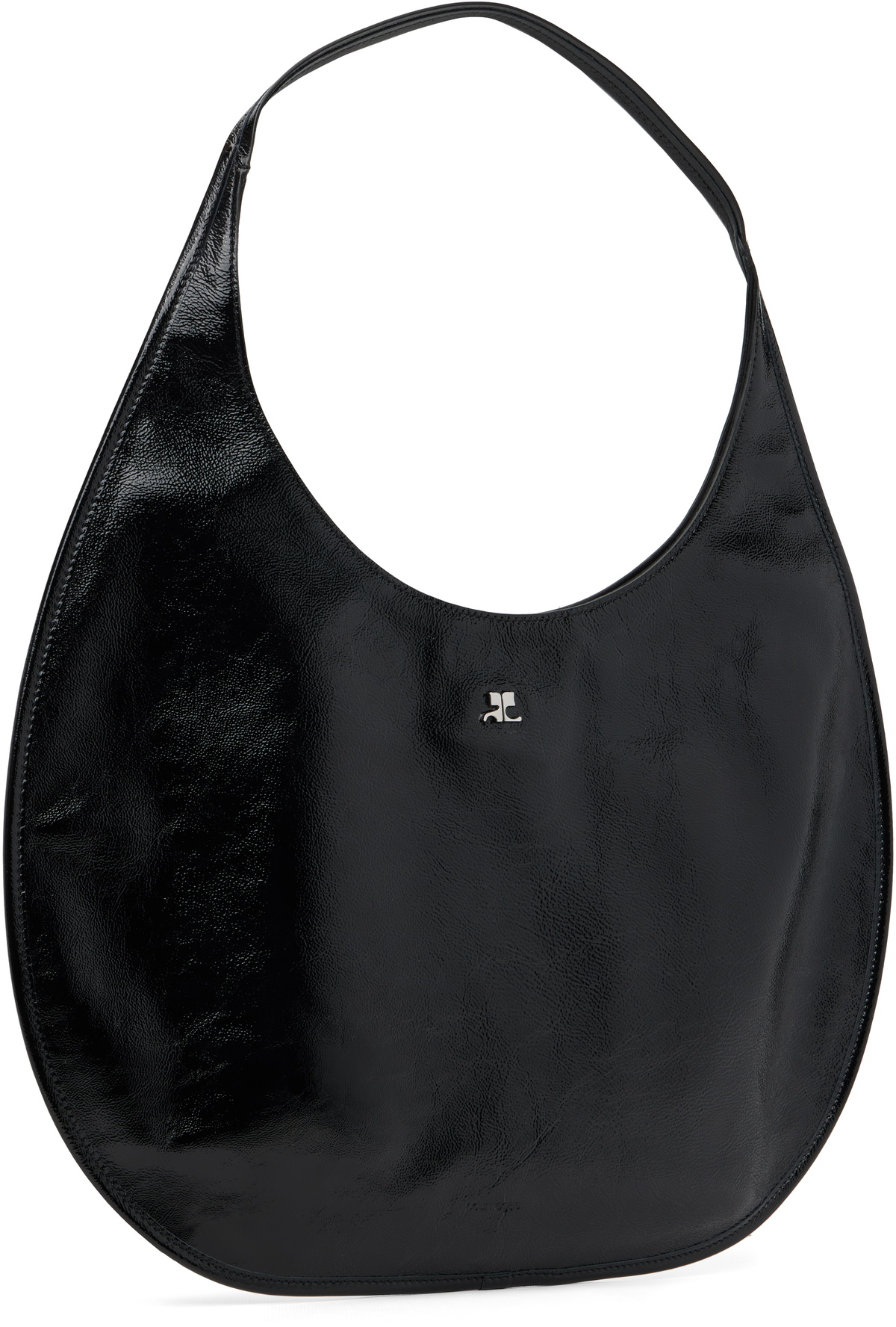 Courrèges Black Holy Naplack Leather Tote