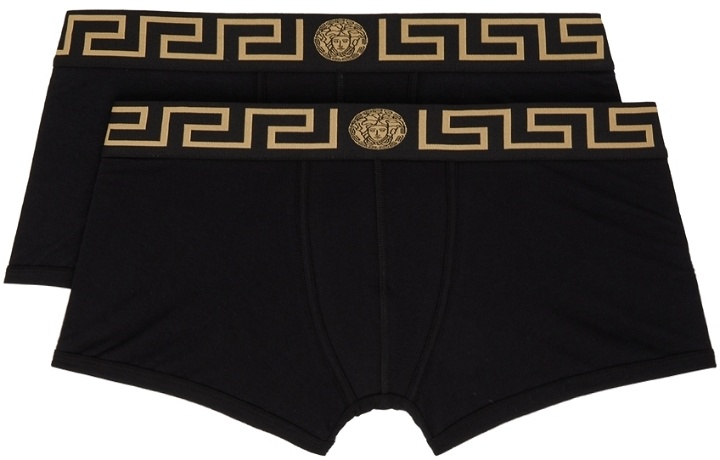 Photo: Versace Underwear Two-Pack Black Greca Border Boxer Briefs