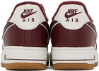 Nike White & Burgundy Air Force 1 '07 Sneakers