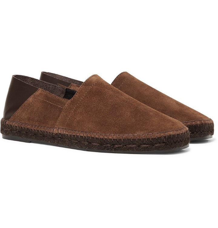 Photo: TOM FORD - Barnes Collapsible-Heel Suede and Leather Espadrilles - Dark brown