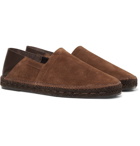 TOM FORD - Barnes Collapsible-Heel Suede and Leather Espadrilles - Dark brown