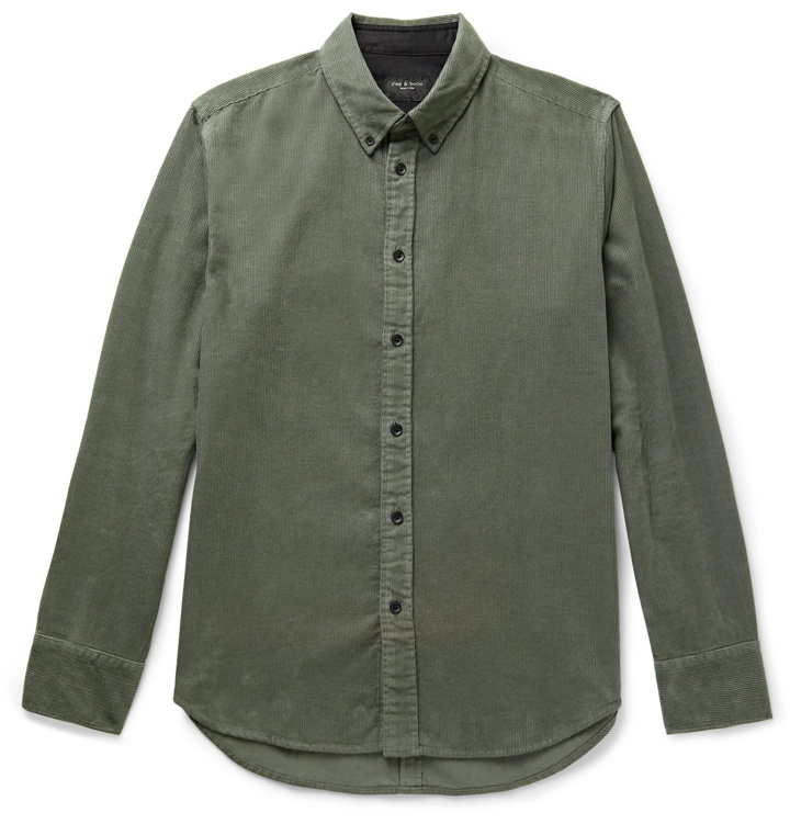 Photo: rag & bone - Tomlin Fit 2 Slim-Fit Button-Down Collar Cotton-Corduroy Shirt - Green