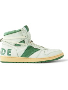 RHUDE - Rhecess Distressed Leather High-Top Sneakers - Green - 7