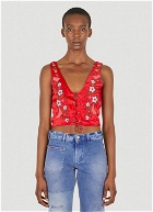 Embroidered Folk Vest Top in Red
