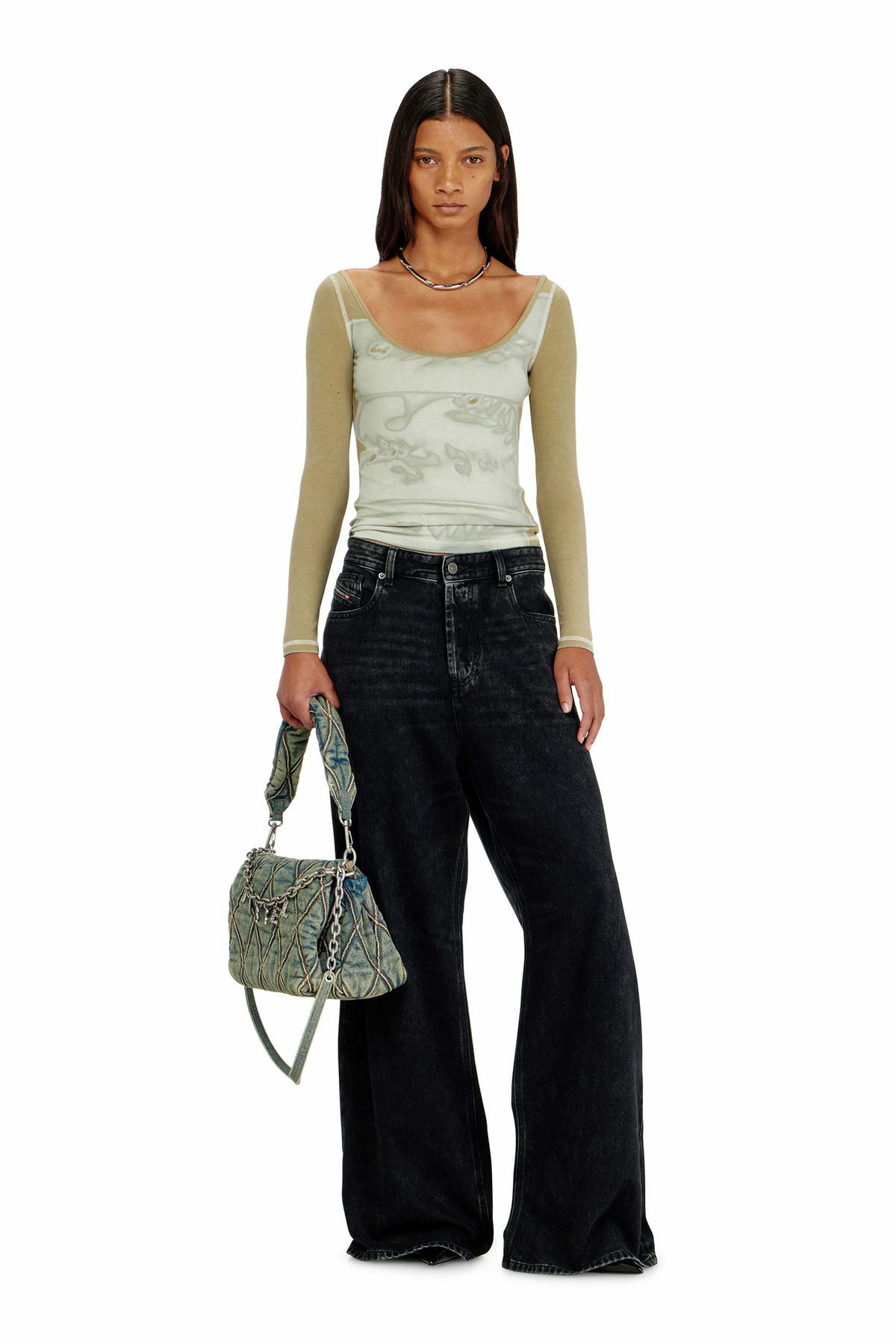 Diesel Slim fit top with digital print - Tops Womens in Multicolor