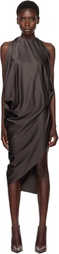 AARON ESH Taupe Open Arm Evening Minidress