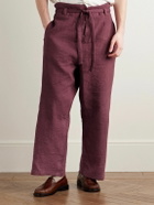 Kartik Research - Judo Belted Upcycled Textured-Cotton Trousers - Burgundy