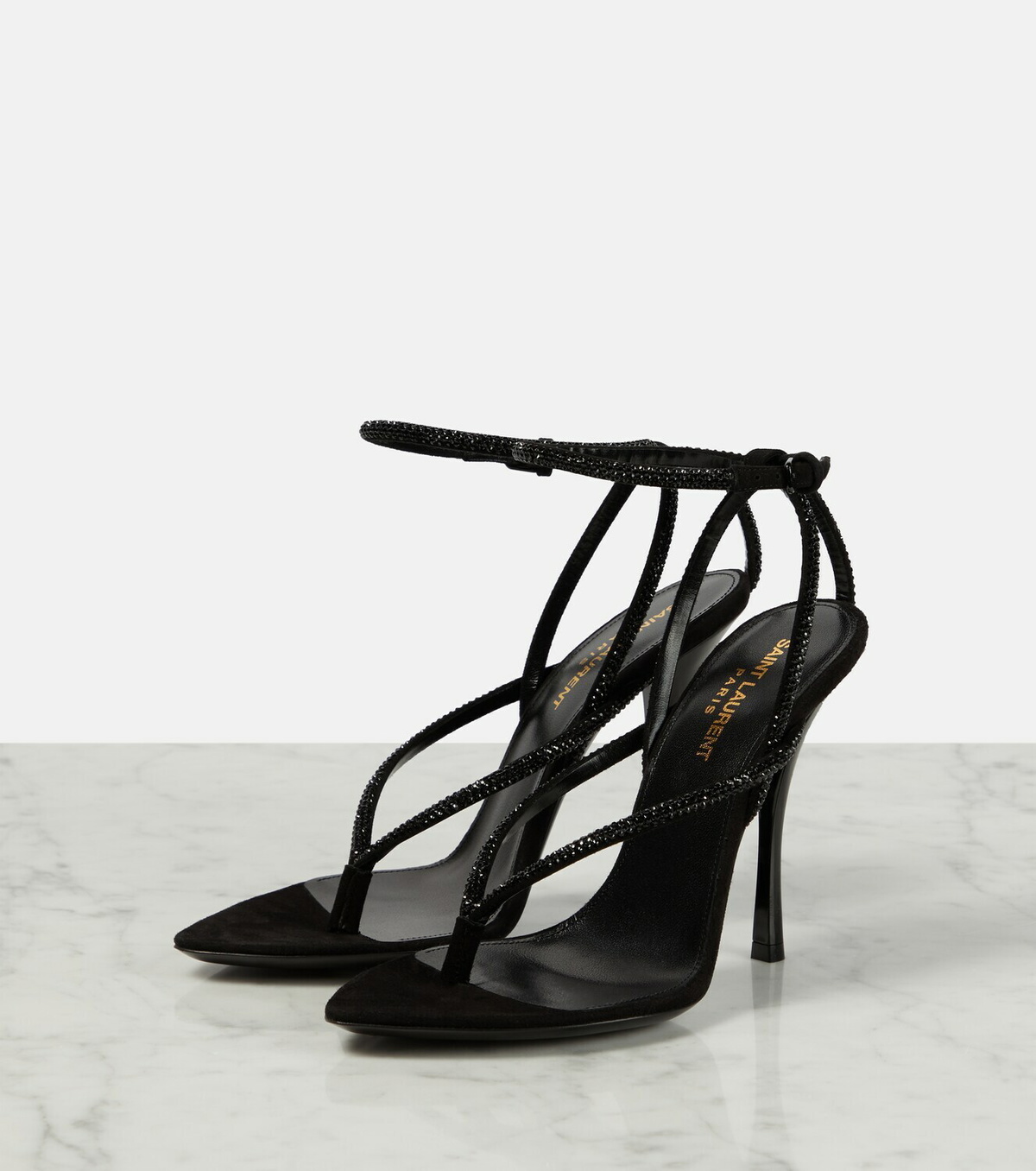 Saint Laurent Nadja embellished suede sandals