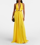 Roberto Cavalli Cutout silk chiffon gown