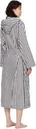 Tekla White & Navy Terry Hooded Bathrobe