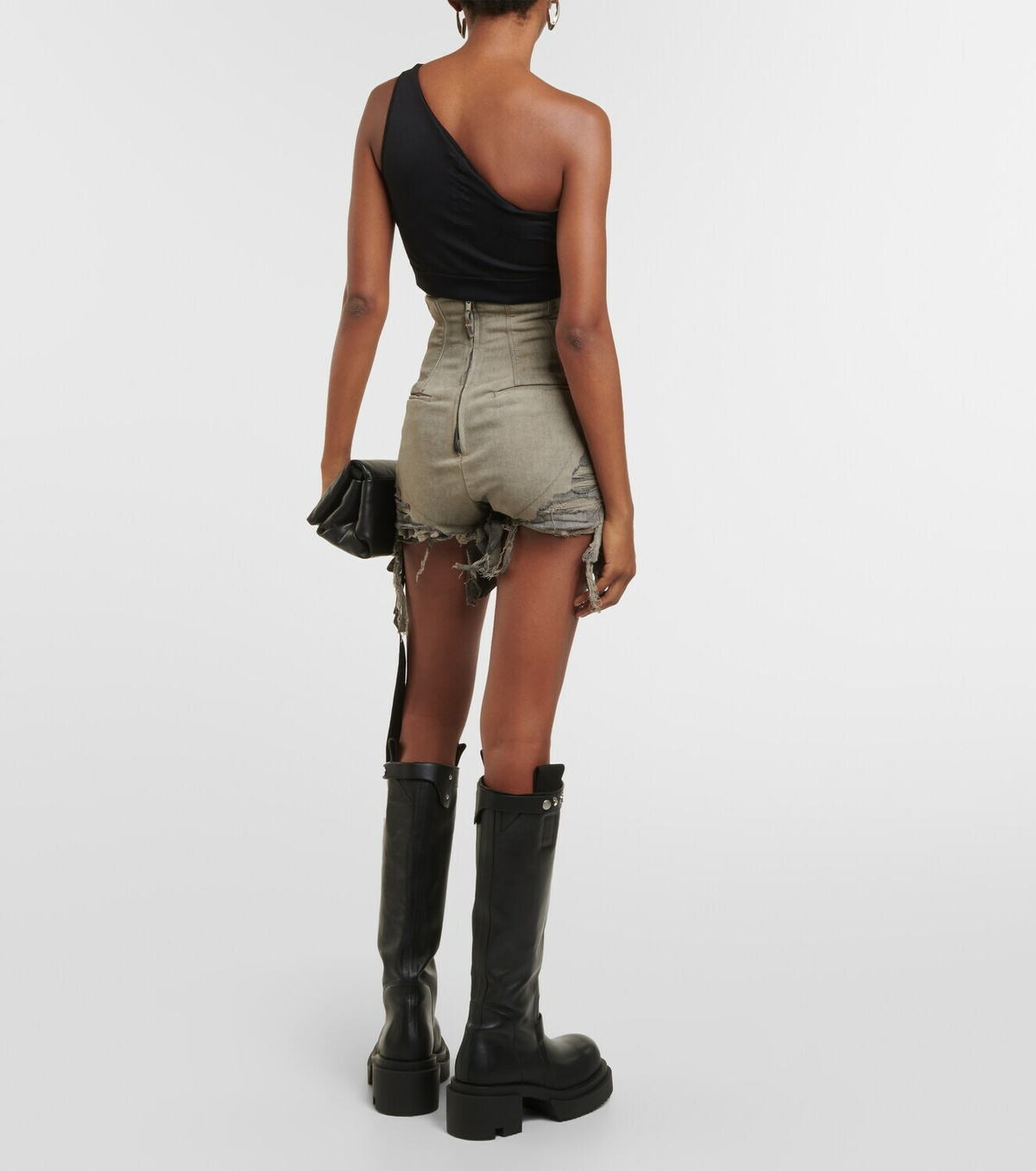 【関税＆送料込み】Rick Owens Side-Slit Denim Shorts Rick Owens DRKSHDW distressed high-rise denim shorts Rick Owens