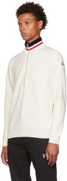 Moncler Off-White Half-Zip Sweater