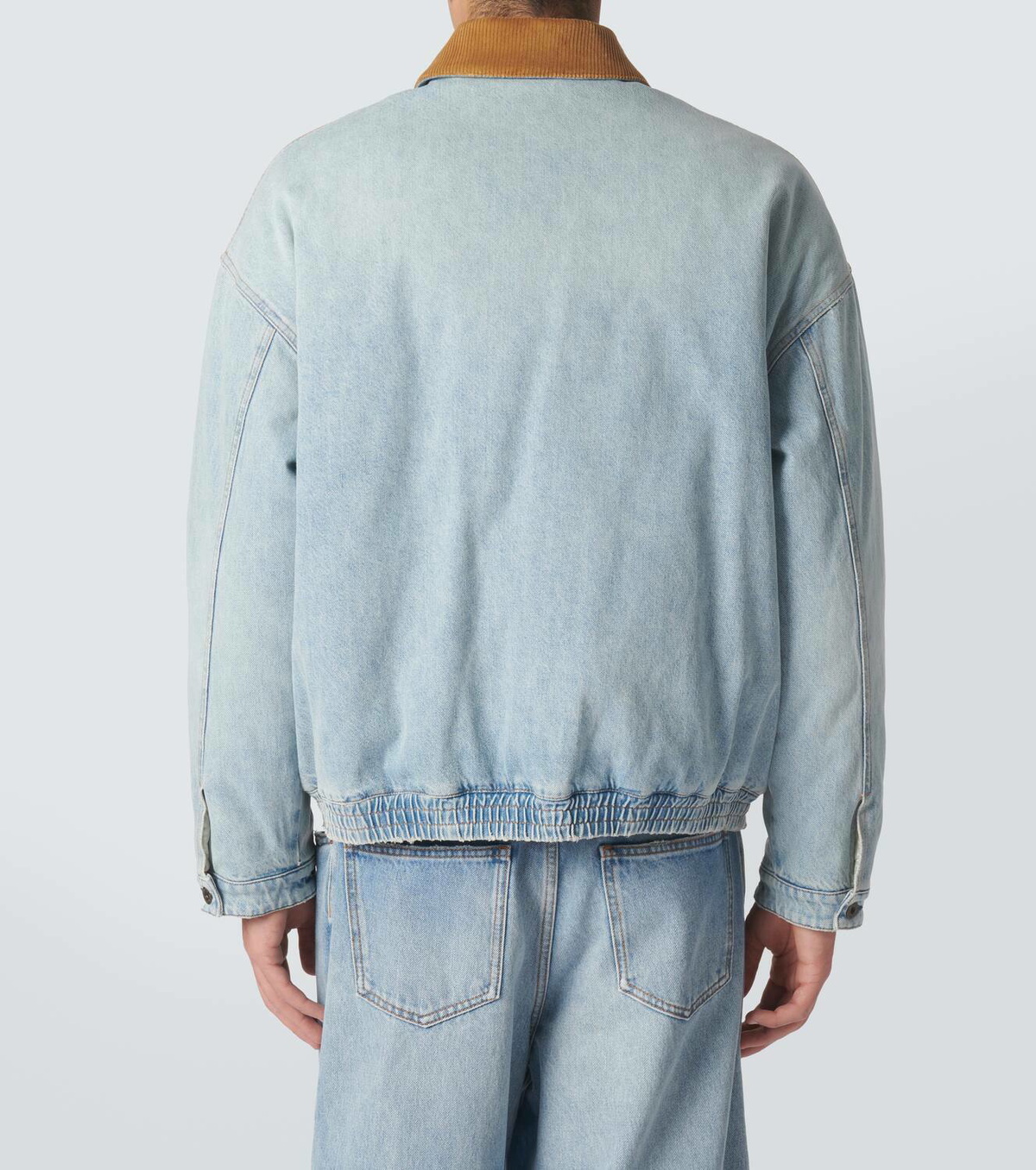 Miu Miu Logo corduroy-trimmed denim blouson Miu Miu