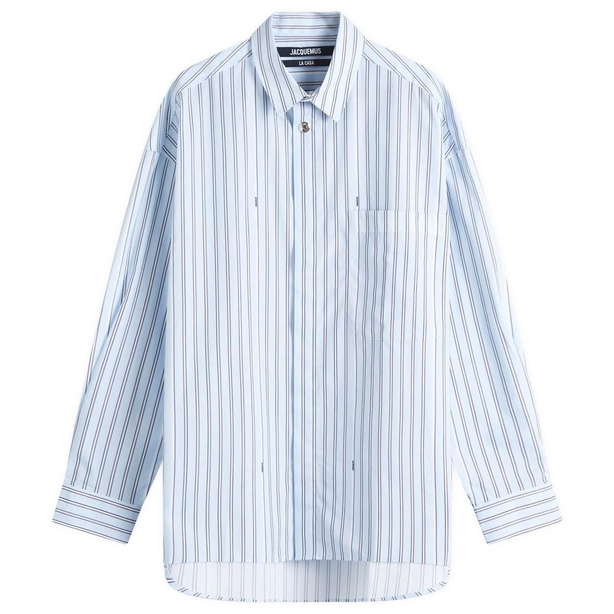 Jacquemus Men's Logo Stripe Shirt in Blue Jacquemus