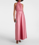 Max Mara Elegante Brasile embellished satin maxi skirt