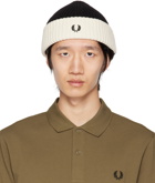 Fred Perry Black & Off-White Short Ribbed Beanie