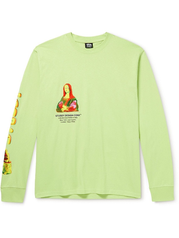Photo: Stussy - Gallery Logo-Print Cotton-Jersey T-Shirt - Green