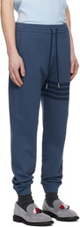 Thom Browne Blue Overdyed Solid Loopback 4 Bar Sweatpants