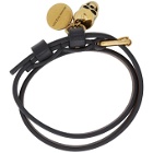 Alexander McQueen Black and Gold Skull Double-Wrap Bracelet