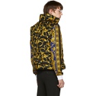 Versace Black and Gold Down Brocade Puffer Vest