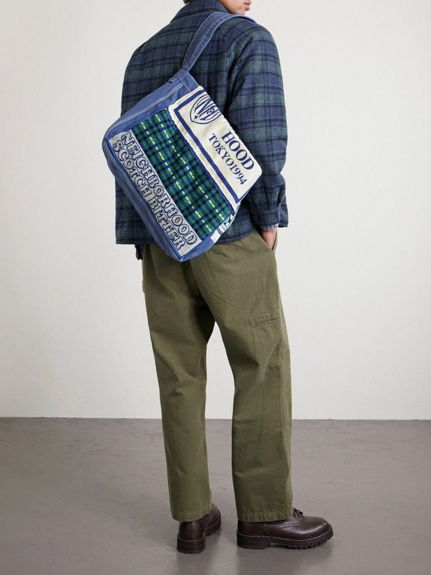 Photo: Neighborhood - Newspaper Mod Appliquéd Terry-Trimmed Cotton-Canvas Tote Bag