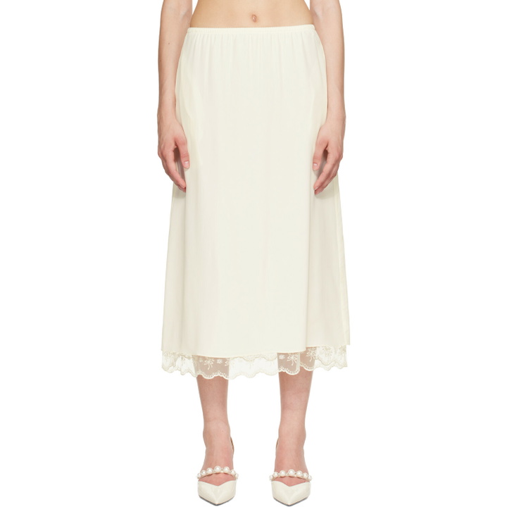 Photo: Simone Rocha Off-White Lace Trim Negligee Midi Skirt