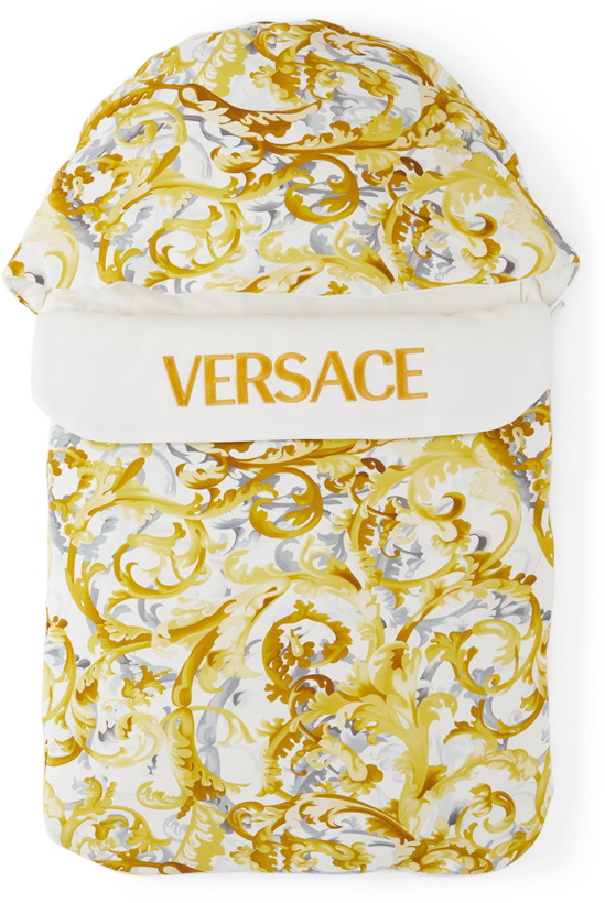 Photo: Versace Baby White & Gold Baroccoflage Nest Sleeping Bag