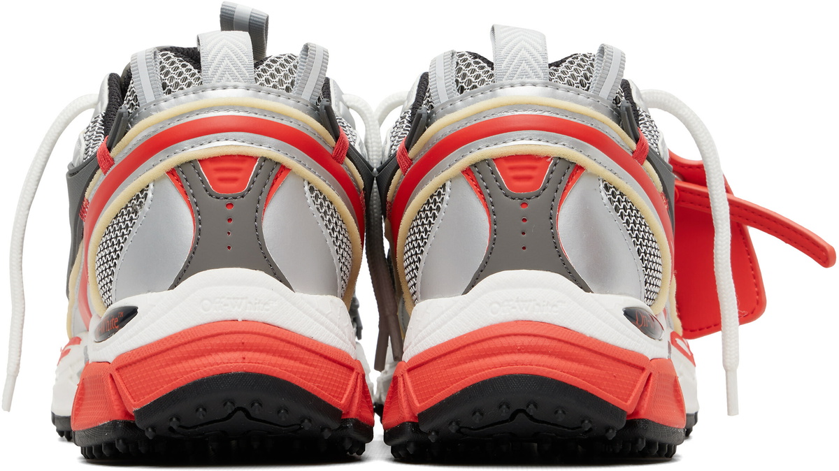 Off-White Silver & Red 'Be Right Back' Sneakers