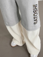 Satoshi Nakamoto - Wide-Leg Logo-Embellished Cotton-Jersey and Waffle-Knit Sweatpants - Gray
