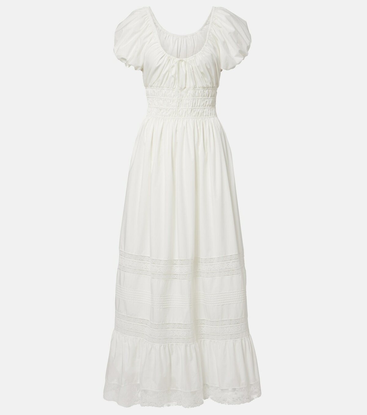 Faithfull Elbie lace-trimmed cotton maxi dress