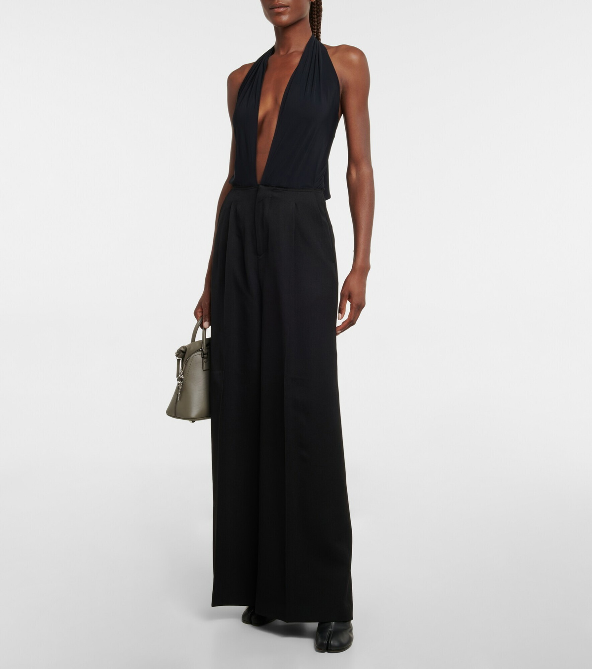 MM6 Maison Margiela - Halterneck jersey and wool-blend jumpsuit MM6 ...